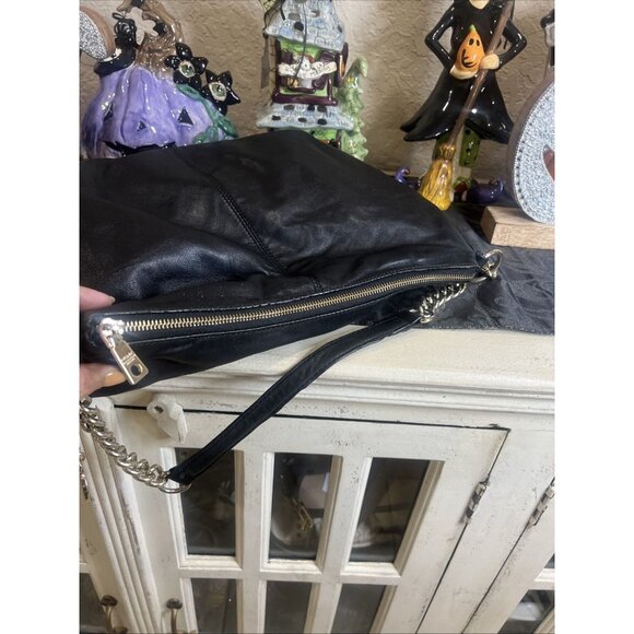 Vintage DKNY Black Leather Hobo Bag Soft Gold Handbag Y2K Purse Shoulder Bag - Picture 16 of 16